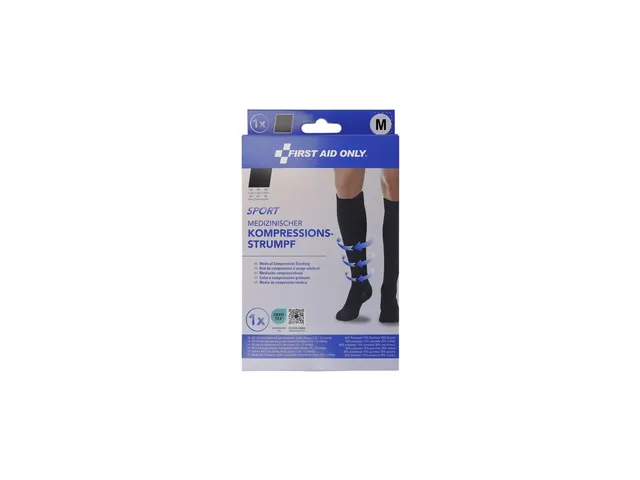 Bas de contention First Aid Only genou haut fermé noir taille M