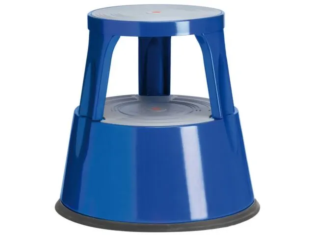 verrijdbaar opstapje,metaal,RAL5005,trede Ø 283mm,3geveerde wielen