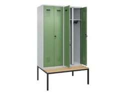 locker met bank,voor scheiding van kleding,HxBxD 2120x1200x815mm,4vak