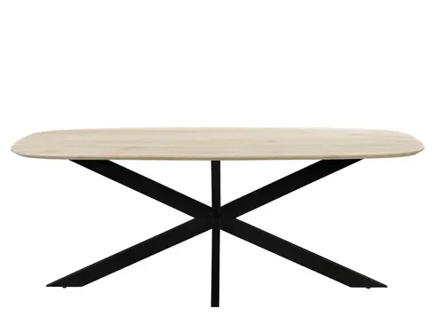 Vergadertafel Harper Deens Ovaal 200x100cm Naturel blad met Spinpoot