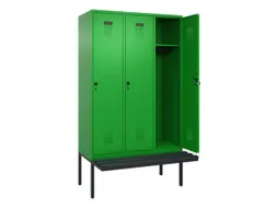 locker met bank,HxBxD 2120x1200x815mm,3vak,vak B 400mm,draaigrendel