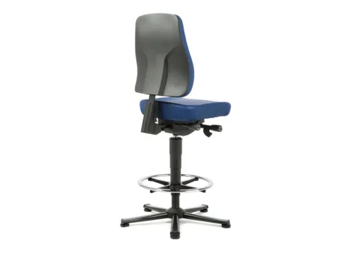 Werkplaatsstoel Kunstleer blauw 570-830mmx460x410-470mm glijders