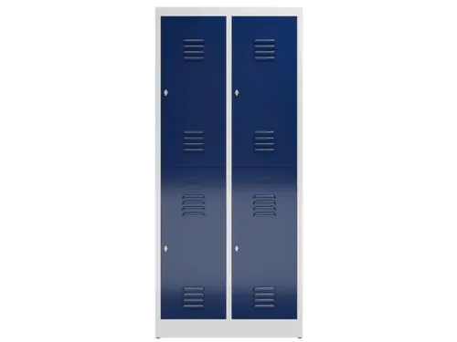 Dubbeldekse garderobekast 1800x800x500mm 2x2vak 400mm RAL7035 RAL5010