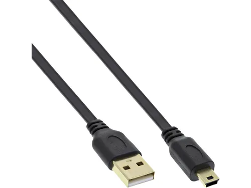 Kabel InlLne USB-A mini-B 2.0 platte kabel 2 meter zwart