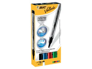 Viltstift Bic Velleda liquid whiteboard rond medium assorti doos à 4 - 1