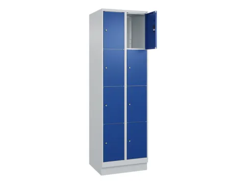 lockerkast,HxBxD 1950x600x500mm,2x4vakken,vak B 300mm,cil.-slot,sokkel
