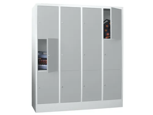 lockerkast,RAL 7035,HxBxD 1850x1600x500mm,4x3vakken,vak B 400mm