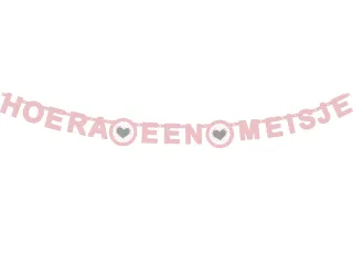 Letterslinger ''Hoera een meisje'' roze - 1