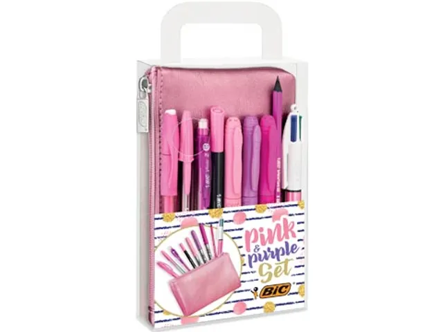 Pink & Purple schrijfset 8-delig