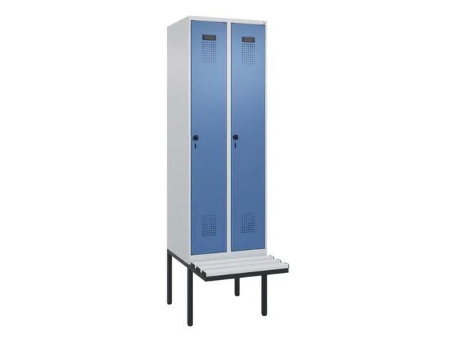 locker met bank,voor scheiding van kleding,HxBxD 2120x600x815mm,2vak