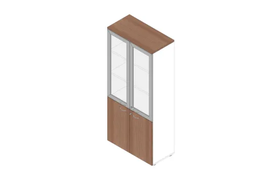 Vitrinekast 2000X900X450Mm Glazen Deuren 4X Vloer Romp Wit Canaletto