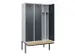 locker met bank,voor scheiding van kleding,HxBxD 2120x1200x815mm,3vak