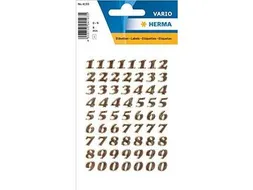 Etiket Herma 4193 8mm Getallen 0-9 Goudfolie Glitter 64 stuks
