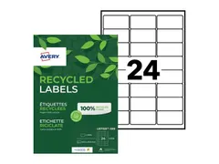 Etiket Avery LR7159-100 63.5x33.9mm recycled Wit 2400 stuks