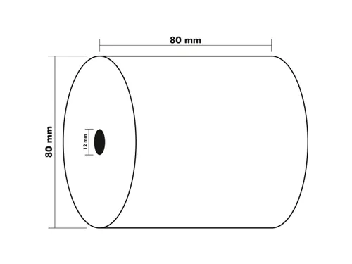 Thermische papierrollen voor kasregisters 1 laags 80x80x12mm