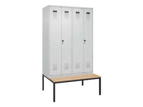 locker met bank,voor scheiding van kleding,HxBxD 2120x1200x815mm,4vak