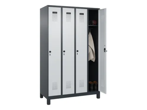 locker,HxBxD 1950x1200x500mm,4vak,vak B 300mm,draaigrendel,voeten
