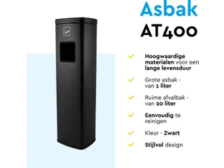 BRASQ Asbak Staand Met afvalbak AT400 Zwart 20 Liter - 2