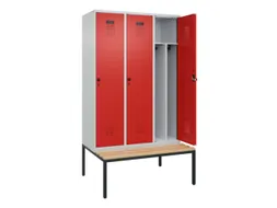locker met bank,voor scheiding van kleding,HxBxD 2120x1200x815mm,3vak