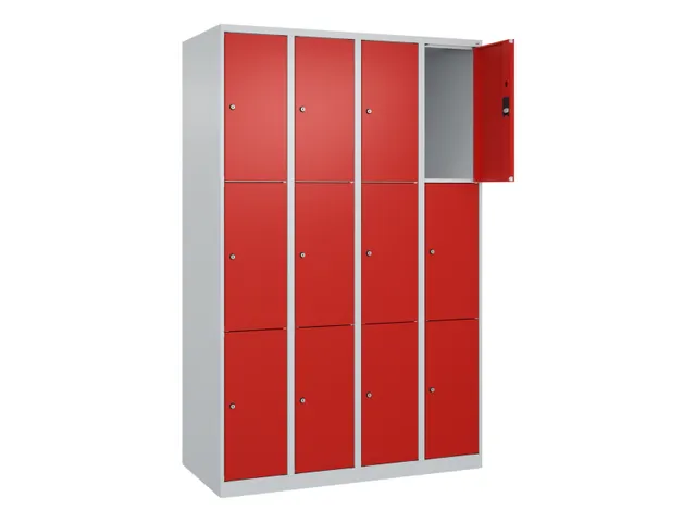 lockerkast,HxBxD 1850x1200x500mm,4x3vakken,vak B 300mm,cil.-slot