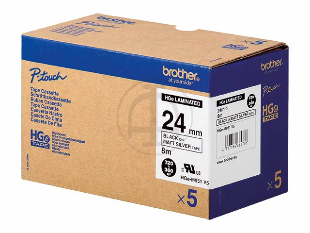 Hge-m951v5 Brother 24mm (5) Zwart Op Zilver Mat Gelamineerd