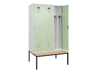 locker met bank,voor scheiding van kleding,HxBxD 2120x1200x815mm,3vak - 1