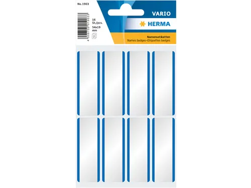 Naametiket Herma 1903 54x19mm Wit Blauw Acetaatzijde 16 stuks