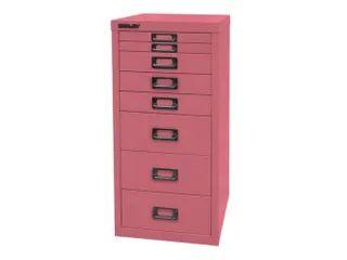 kantoor-ladekast HxBxD 590x279x380mm 8 laden romp + front pink staal - 1