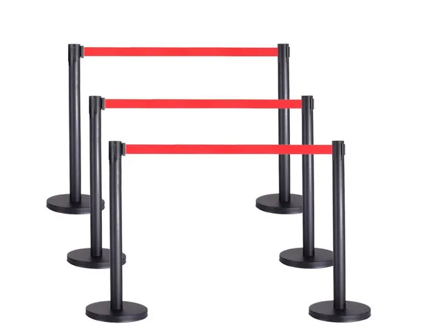 Afzetpaal Seco zwart met koord. Set van 2