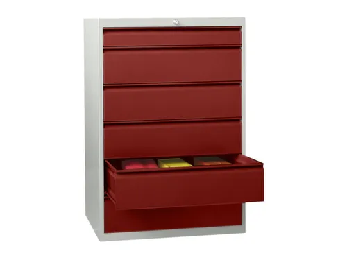 ladekast,HxBxD 1200x715x600mm,6lade(n),cil.-slot,RAL7035,front RAL3000