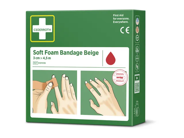 Pansement autoadhésif Cederroth Soft Foam beige 3cmx4,5m