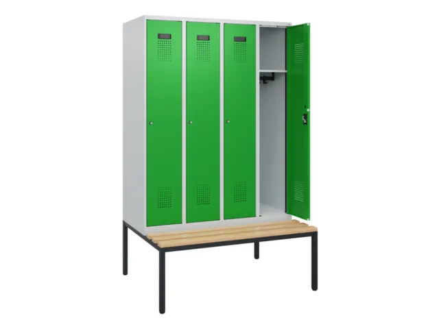 locker met bank,HxBxD 1950x1200x815mm,4vak,vak B 300mm,cilinderslot
