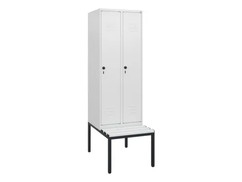 locker met bank,HxBxD 1950x600x815mm,2vak,vak B 300mm,draaigrendel