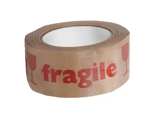 Waarschuwingstape IEZZY 50mmx50m 80% gerecycled papier bruin rood - 1