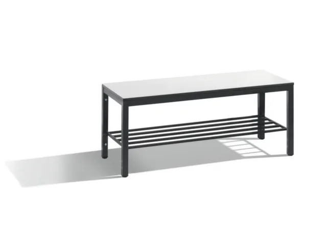 omkleedbank,HxLxD 401x1000x353mm,HPL wit,frame staal RAL7021