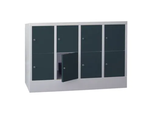 lockerkast,HxBxD 855x1200x500mm,4x2vakken,RAL7035,front RAL7016