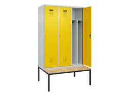 locker met bank,voor scheiding van kleding,HxBxD 2120x1200x815mm,3vak