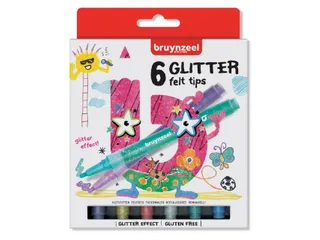 Viltstift Bruynzeel Kids assorti glitter 6 stuks - 1