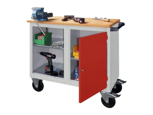 werkbank,verrijdbaar,HxBxD 915x1090x600mm,RAL7035,front RAL3000