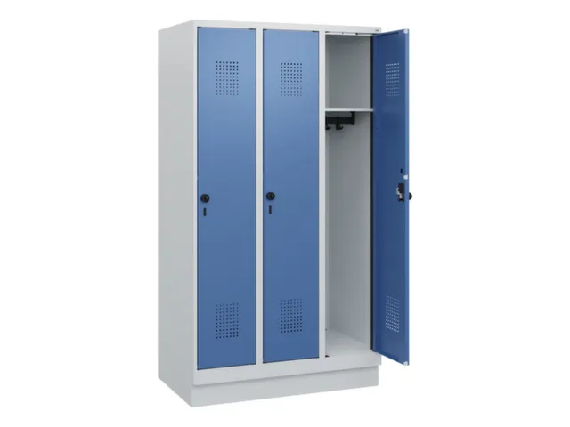 schoollocker,HxBxD 1630x900x500mm,3vak,vak B 300mm,draaigrendel,sokkel