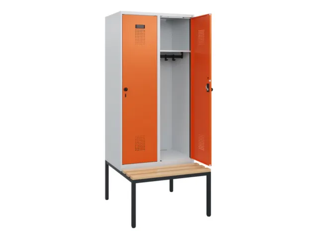 locker met bank,HxBxD 1950x800x815mm,2vak,vak B 400mm,draaigrendel