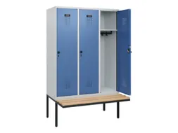 locker met bank,HxBxD 1950x1200x815mm,3vak,vak B 400mm,draaigrendel