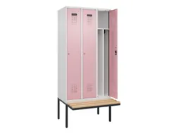 locker met bank,voor scheiding van kleding,HxBxD 2120x900x815mm,3vak