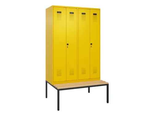 PBM-locker met bank,HxBxD 2120x1200x815mm,4vak,vak B 300mm