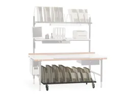ondertafelmagazijn,v. paktafel,HxBxD 690x1600x600mm,9stalen beugels