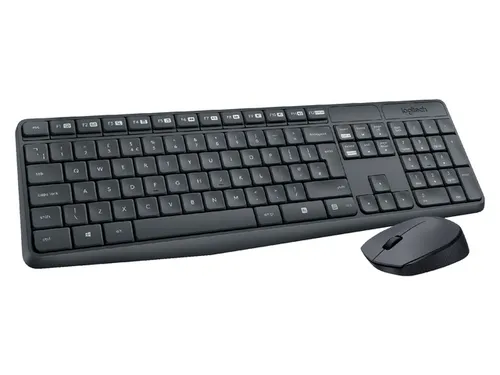 Logitech Draadloos Toetsenbord MK235 QWERTY + Compacte muis Zwart