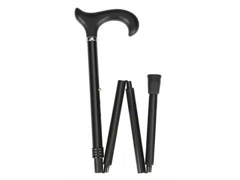 Luxe wandelstok opvouwbaar 83-95cm soft derby handvat zwart tot 100 kg