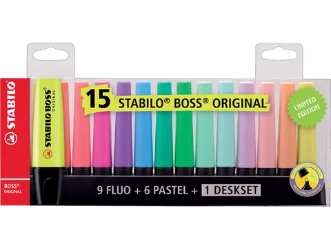Markeerstift STABILO BOSS Original 70/15 assorti deskset à 15 stuks