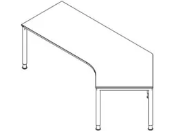 In hoogte verstelbaar hoekbureau 680-820x2370x1130mm lichtgrijs zwart