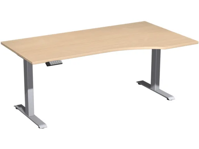 In hoogte verstelbaar bureau in vrije vorm,HxBxD 730-1230x1800x1000mm